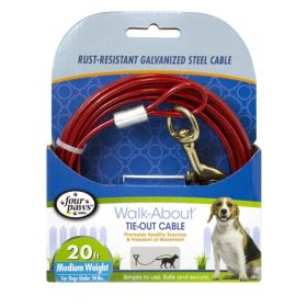 Walk-About Tie-Out Cable Medium Weight for Dogs up to 50 lbs - 20' Long