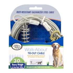 Walk-About Tie-Out Cable Heavy Weight for Dogs up to 100 lbs - 30' Long