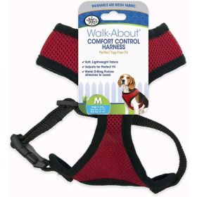 Harness - Red - Medium - For Dogs 7-10 lbs (1"6-19" Chest & 10"-13" Neck)