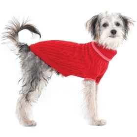 Fashion Pet Cable Knit Dog Sweater - Red - X-Small (8"-10")