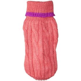 Fashion Pet Cable Knit Dog Sweater - Pink - Small (10"-14" Base to Tail)