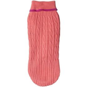 Fashion Pet Cable Knit Dog Sweater - Pink - Medium (14"-19" Base to Tail)