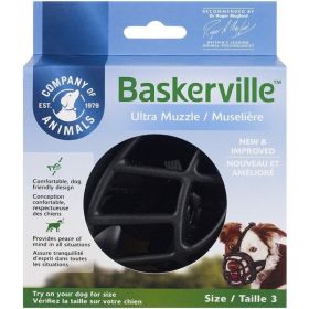 Baskerville Ultra Muzzle for Dogs - Size 3 - Dogs 25-45 lbs - (Nose Cir 11")