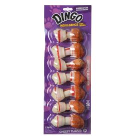 Dingo Indulgence Cheese Flavor Meat & Rawhide Chews - Mini - 7 Pack (2.5" Bones)