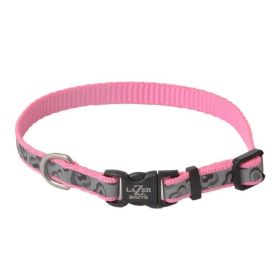 Lazer Brite Pink Hearts Reflective Adjustable Dog Collar - 8"-12" K x 3/8" W