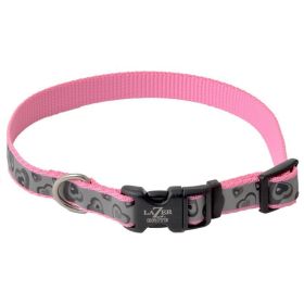 Lazer Brite Pink Hearts Reflective Adjustable Dog Collar - 12"-18" L x 5/8" W