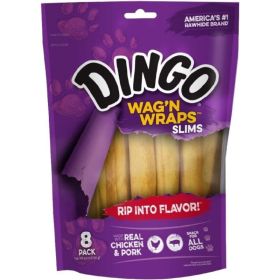 Dingo Wag'n Wraps Chicken & Rawhide Chews - Slims 8 count