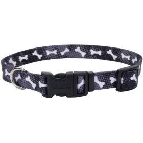 Coastal Pet Styles Nylon Adjustable Dog Collar Black Bones 1" W x 18-26" L- 1 ct