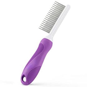 Pet Comb with Long & Short Stainless Steel Teeth for Matted Fur; Knots & Tangles