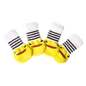 4 Pcs Dog Knitted Socks Yellow Chick Dog Paw Protection Foot Covers