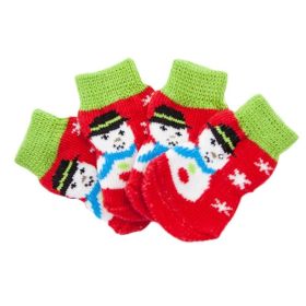 4 Pcs Dog Knitted Pet Socks Cartoon Cute Christmas Puppy Snowman