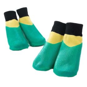 4 Pcs Dog Knitted Socks Teddy Small Dog Waterproof Scratch Proof P Green Yellow