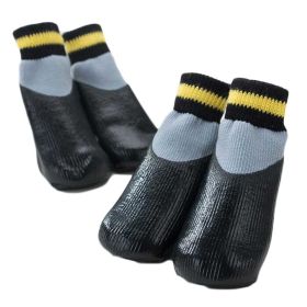 4 Pcs Dog Knitted Socks  Dog Waterproof Coated Paw Protective Socks, Black Grey