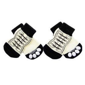 4 Pcs White Shoes Pattern Cute  Dog Paw Protection for Puppy Indoor Wear