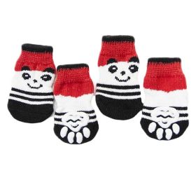 4 Pcs Red Panda Knitted Dogs Socks Dog Paw Protection for Puppy Indoor Wear