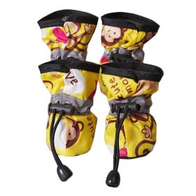 4 Pcs Yellow Cute Dog Shoes Foot Covers Rain Shoes Puppy Waterproof Pet Shoes