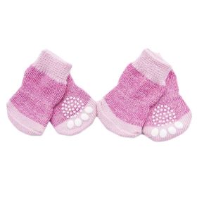 4 Pcs Pink Knitted Dogs Socks Cute Dog Paw Protection for Puppy Indoor Wear