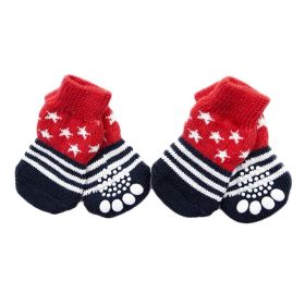 4 Pcs Red Stars Cute Puppy Dog Paw Protection for Puppy Indoor Wear