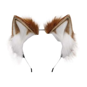 Brown Plush Cat Ears Hairband Cosplay Fluffy Dog Fox Animal Ears