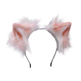 Pink Plush Cat Ears Hairband Cosplay Fluffy Dog Fox Animal Ears