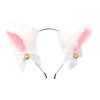 White Animal Faux Fur Cat Ears Headband with Bell Bowknot Cute Fox Dog Ears