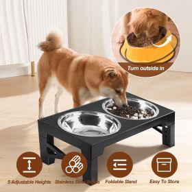 Dog Raised Bowls with 6 Adjustable Heights Stainless Steel Elevated Dog Bowls