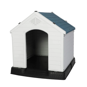 Dog House Outdoor Plastic Weatherproof Kennel House with Elevated Floor