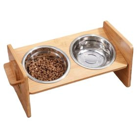 Bamboo Double Dog Raised Bowls 15 Degree Tilt Elevated Dog Bowls