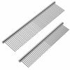 2 Pack Dog Combs with Rounded Ends Stainless Steel Teeth; Comb for Tangles