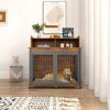 Furniture type dog cage iron frame door with cabinet, top can be opened and closed.