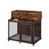 Furniture type dog cage iron frame door with cabinet, top can be opened and closed.