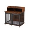 Furniture type dog cage iron frame door with cabinet, top can be opened and closed.