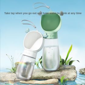 Portable Dog Water Bottle,2 In 1 Dog Water Bottle Dispenser With Food Container (Color: Green, size: 350ML)