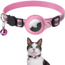 Reflective AirTag Dog Collar;  Padded Apple Air Tag Dog Collar (Color: pink)