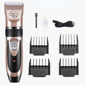 Dog Grooming Kit Clippers; Low Noise; pet grooming; Rechargeable;; Clippers (Color: Rose gold)