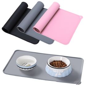 Silicone Dog Cat Bowl Mat Non-Stick Pet Fountain Tray Waterproof Food Pad (Color: black)