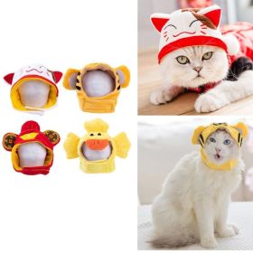 Funny Cat Hat Cartoon Duck Tiger Cosplay Costume Headgear Cute Pets Dog Cap (Color: Red)