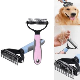 Large Pets Fur Knot Cutter Dog Grooming Shedding Removal Comb Brush (Color: pink)