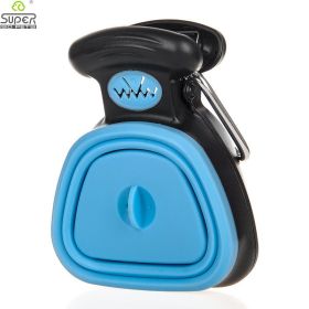 Dog Pet Travel Foldable Pooper Scooper With 1 Roll Decomposable bags (Color: Blue, size: L)