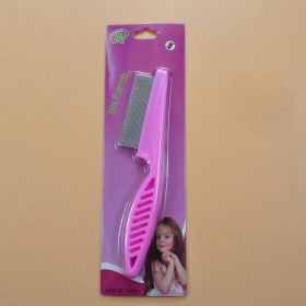 Pet Hair Removal Combs Grooming Brush Dog Cat Puppy Kitty Rabbit Massage Comb (Color: L Pink Card)