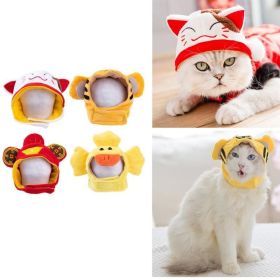 Funny Cat Hat Cartoon Duck Tiger Cosplay Costume Headgear Cute Pets Dog Cap (Color: Duck)