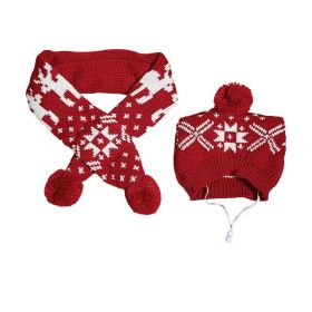 Dog Christmas Reindeer Elk Antlers Headband and Scarf Set Pet Christmas (Color: snowflake, size: L)