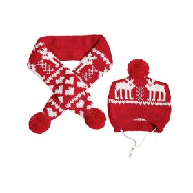 Dog Christmas Reindeer Elk Antlers Headband and Scarf Set Pet Christmas (Color: deer, size: S)