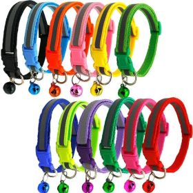 Small Pet Color Buckle Reflective Collars 1.0 Patch Bells Dog Collar (Metal Color: Sapphire, size: 19x32CM)