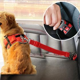 Pet Dog Cat Car Seat Belt For Accessories Goods Animals Adjustable Harness Leash (Color: pink)