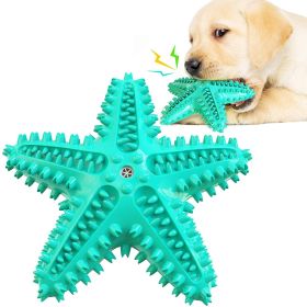 Dog Chew Toys, Natural Rubber Starfish-Shaped Toothbrush Cleaner Teething Puzzle (Color: Blue)