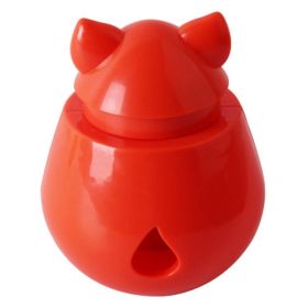 Pet Tumbler Food Leaking Toy Dog Interactive Puzzle Toy Bite Resistant Iq (Color: Red)