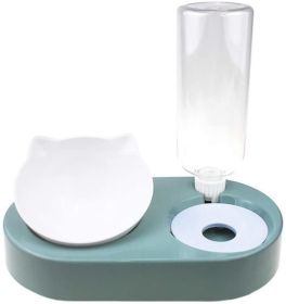 Portable Pet Bowl and Automatic Water Feeder Set, 2 in 1 Food /water Bowl Dish (Color: Green)