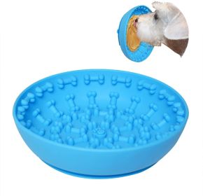 Pet Dog Slow Bowl Feeder Bowls with Suction Cup, Interactive for Boredom Anxiety (Color: Blue)