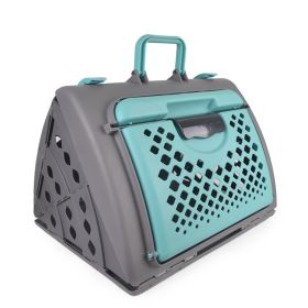 Pet Foldable Travel Cat Carrier - Front Door Collapsible Lightweight Carrier (Color: Blue)